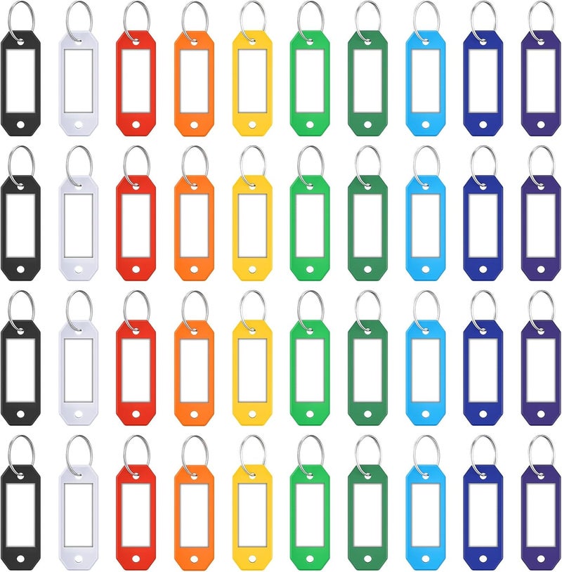 ttstar 40 Pack Key Tags Identifiers – Hexagon Design Key Rings with Labels, Multi-Color Plastic Keychain with Writable Window for Organizing Keys, Luggage, Pet Tags, Flash Drives - Image 1